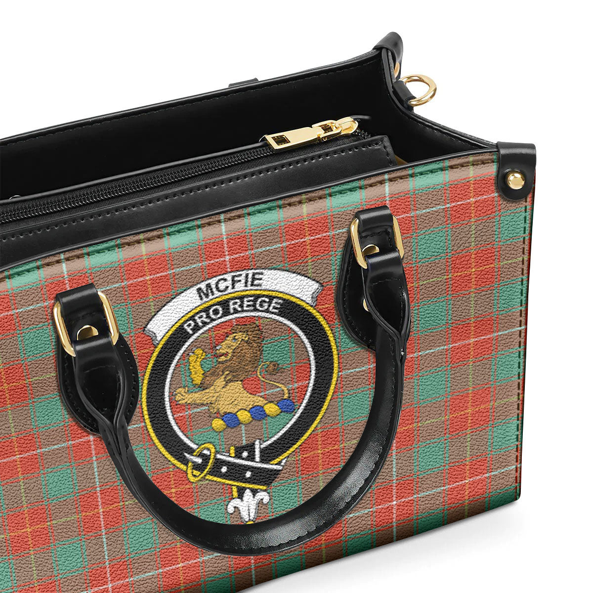 McFie Ancient Tartan Crest Leather Handbag