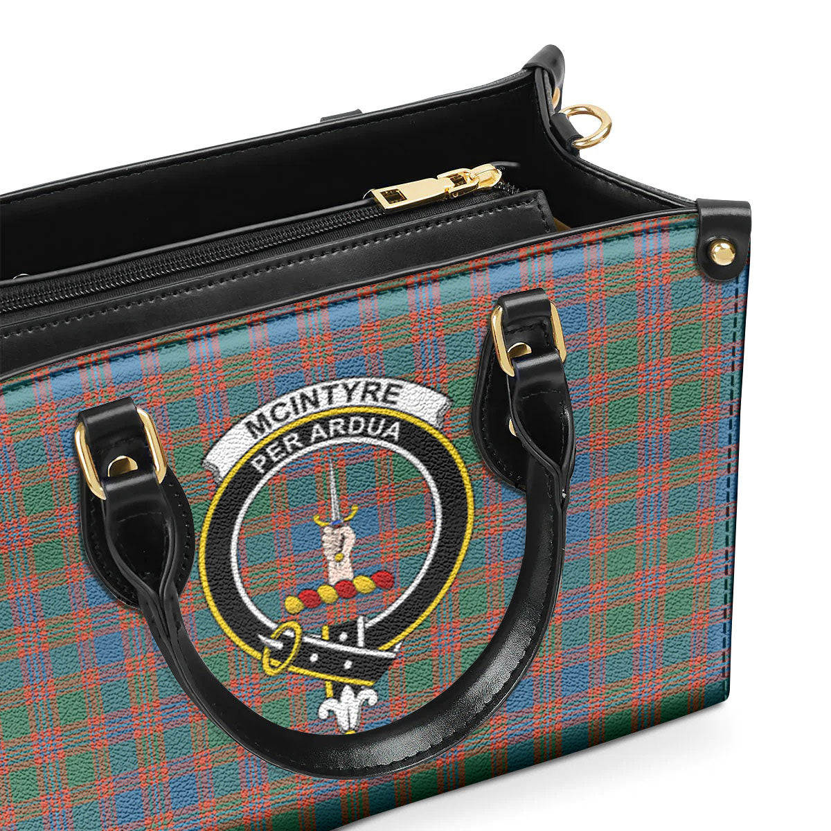 McIntyre Ancient Tartan Crest Leather Handbag