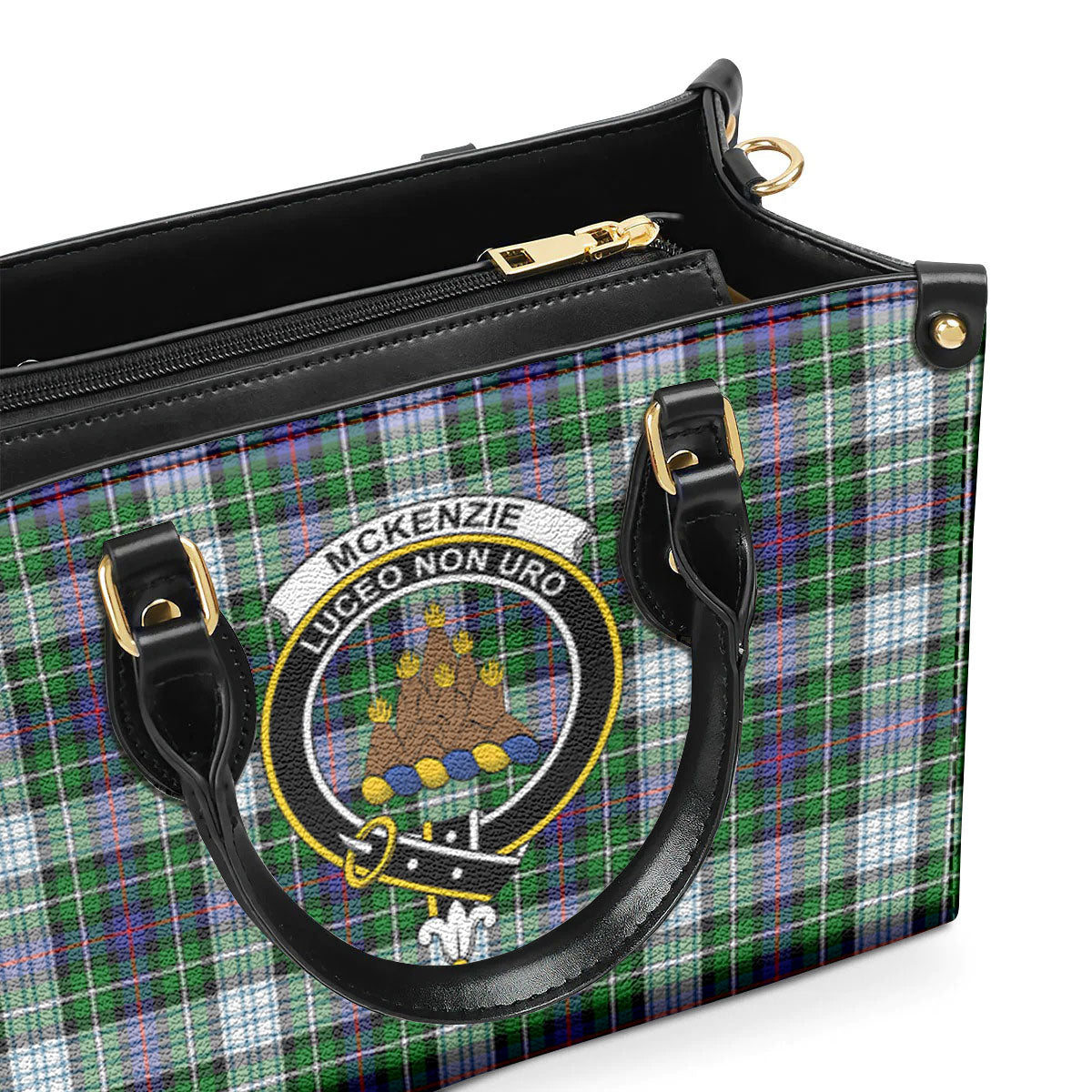 McKenzie Dress Modern Tartan Crest Leather Handbag