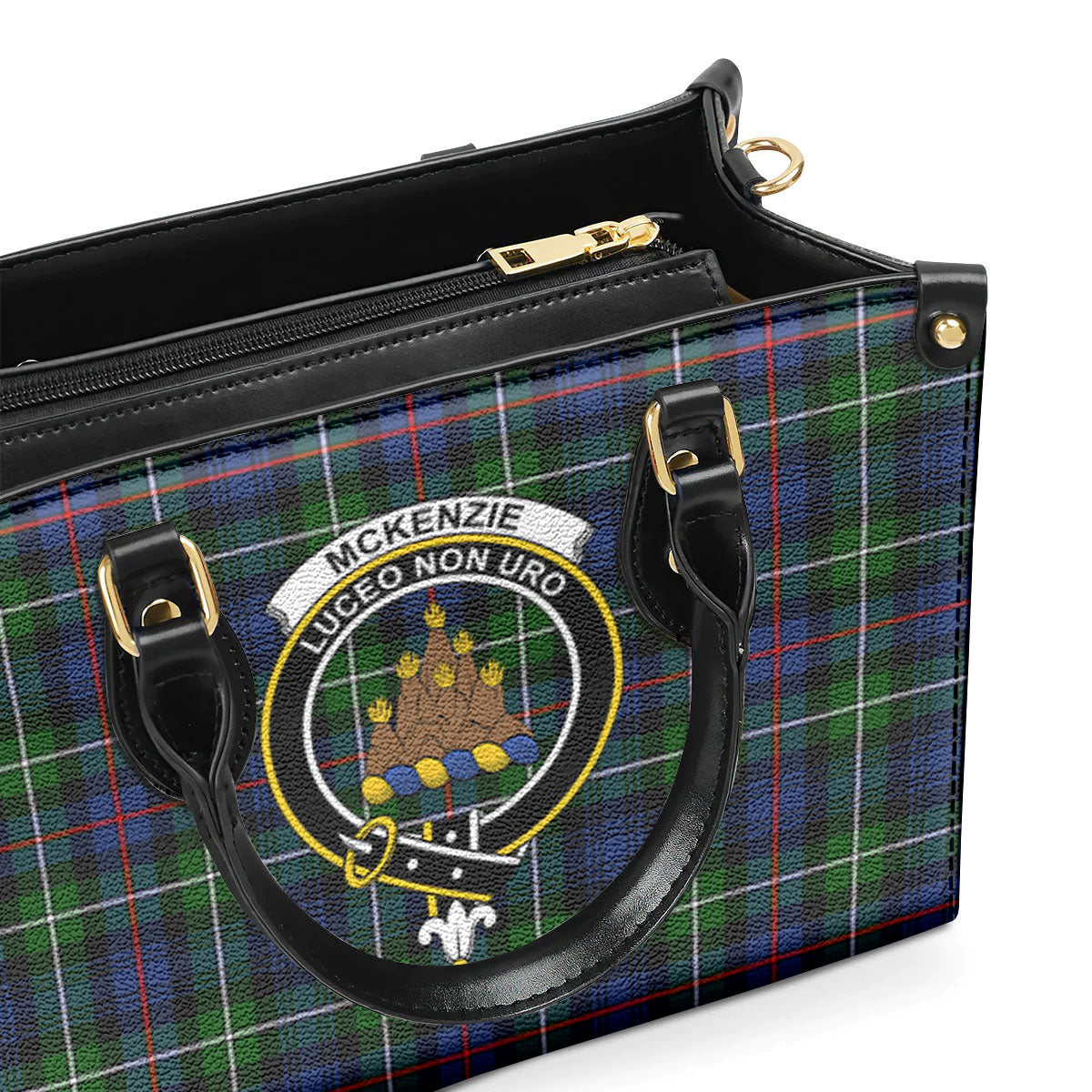 McKenzie Modern Tartan Crest Leather Handbag