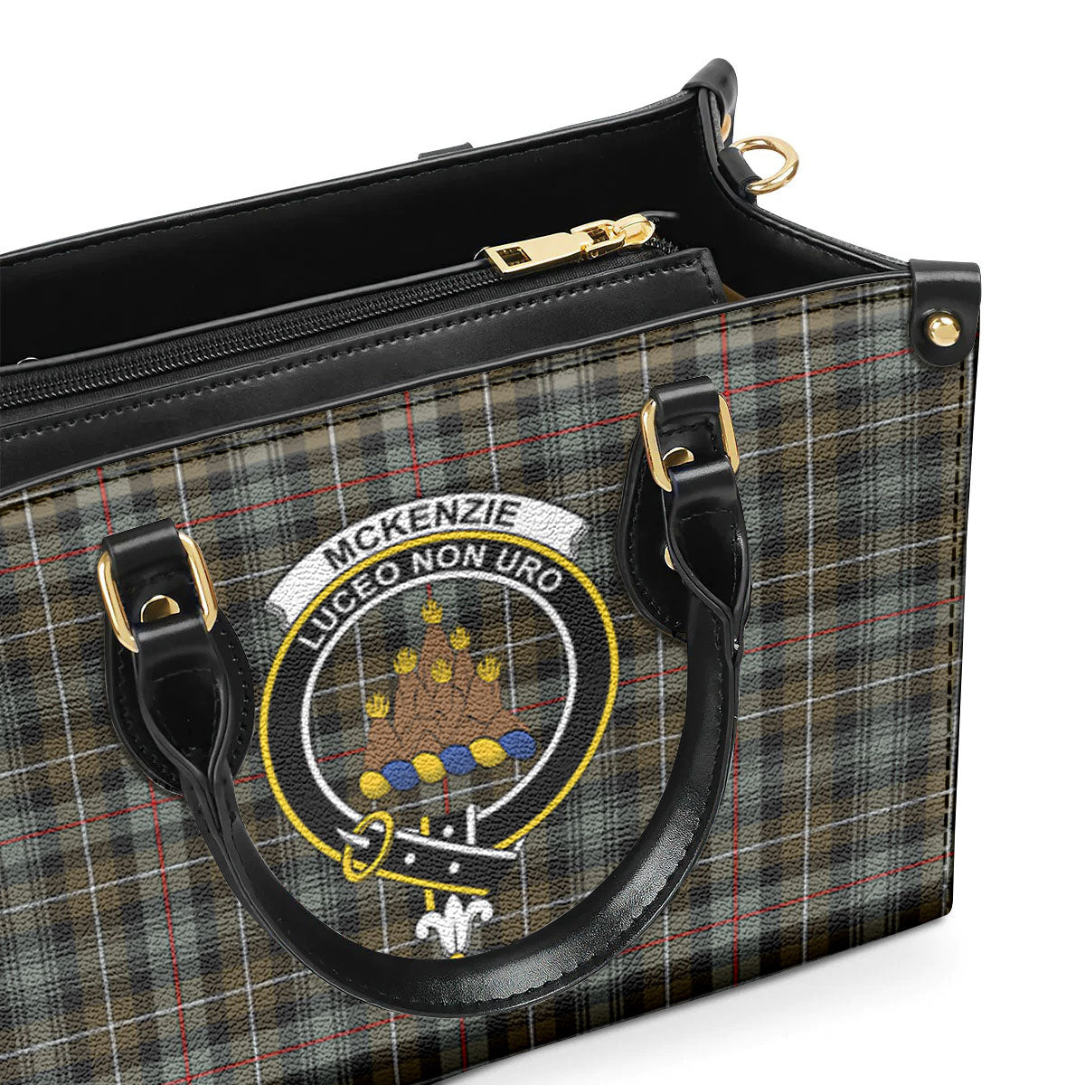 McKenzie Weathered Tartan Crest Leather Handbag