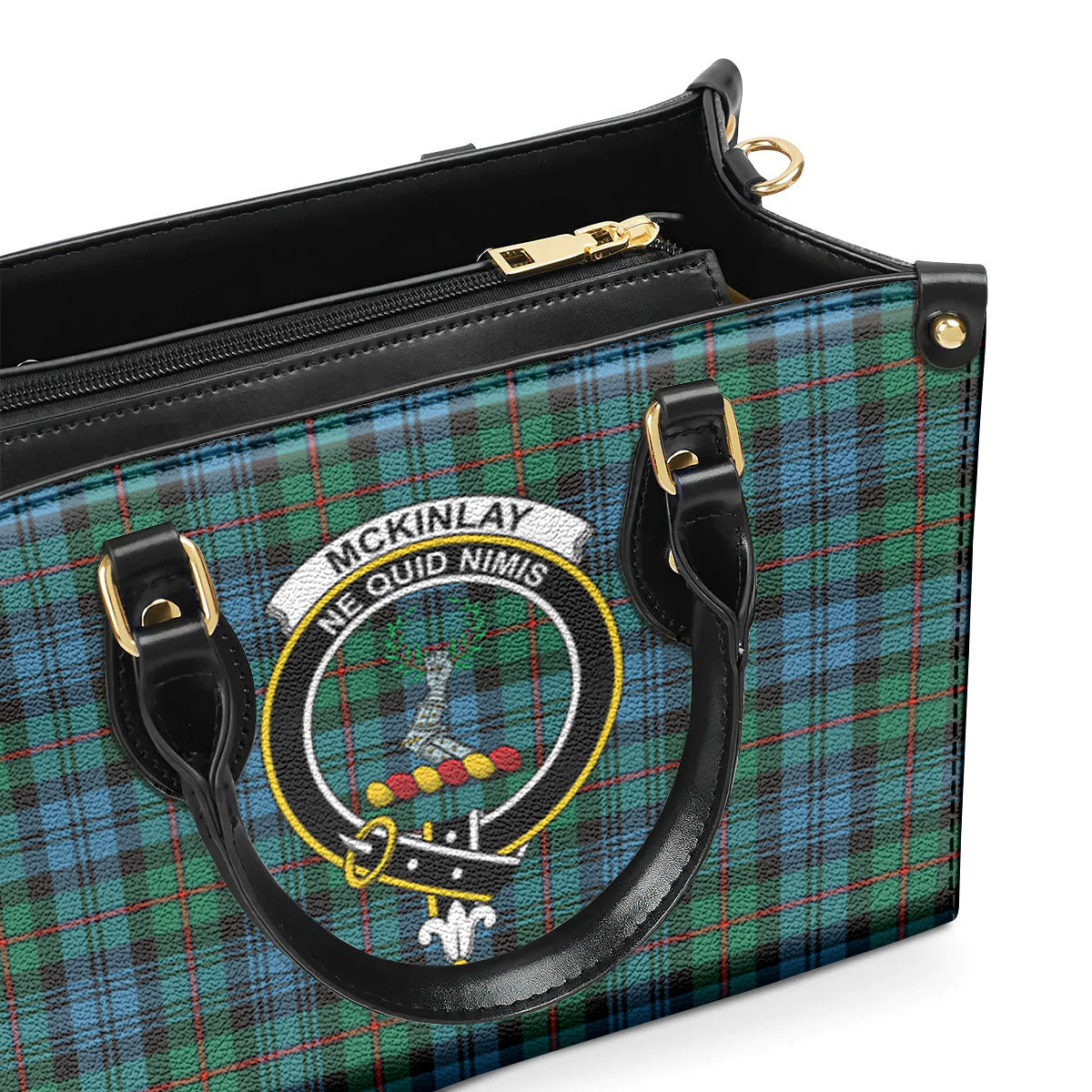 McKinlay Ancient Tartan Crest Leather Handbag