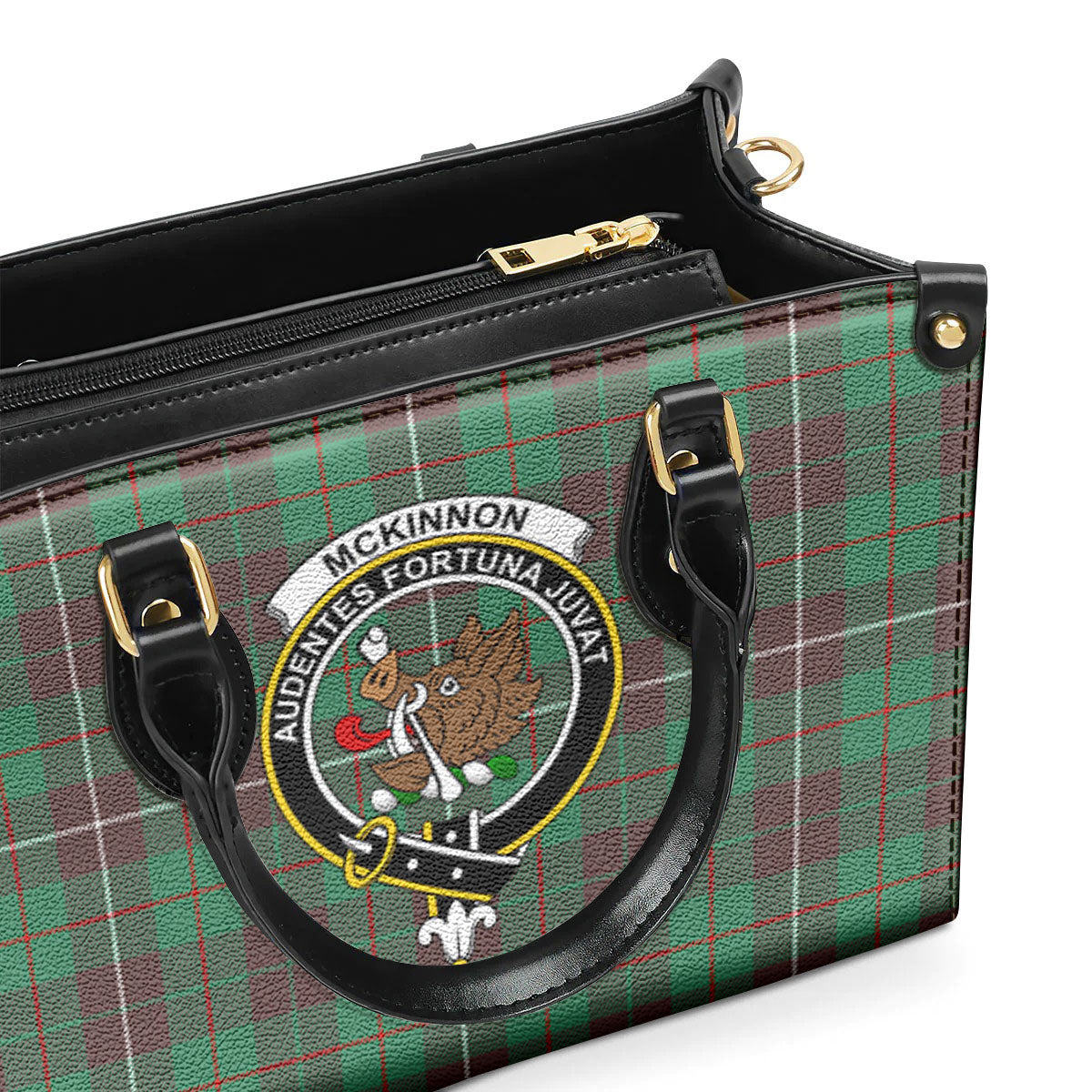 McKinnon Hunting Ancient Tartan Crest Leather Handbag