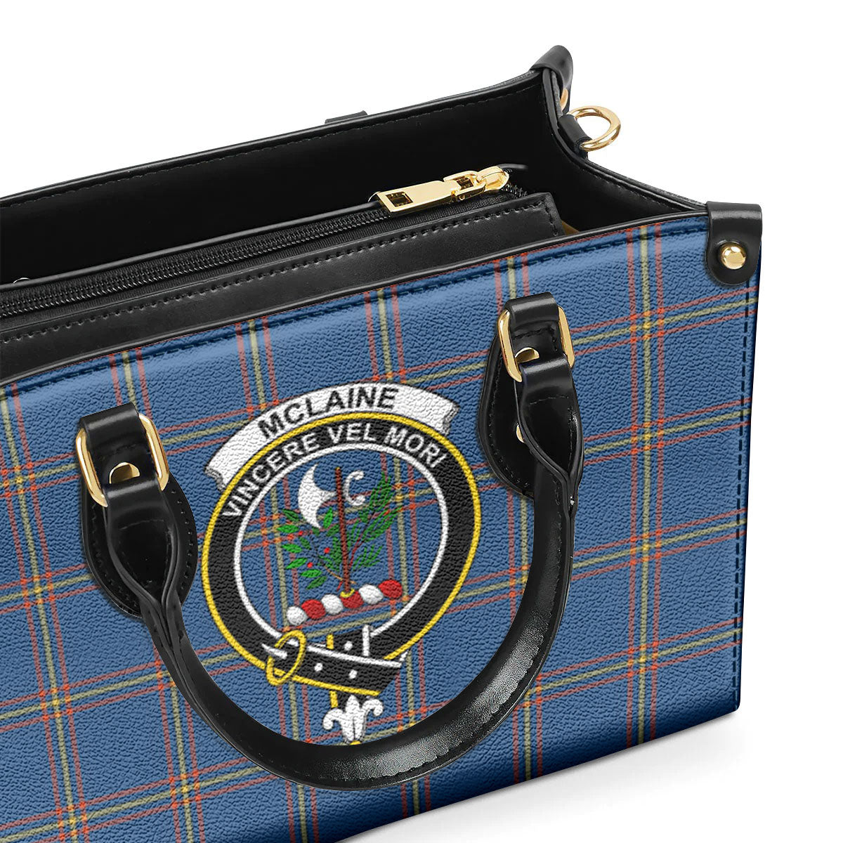 McLaine of Loch Buie Hunting Ancient Tartan Crest Leather Handbag