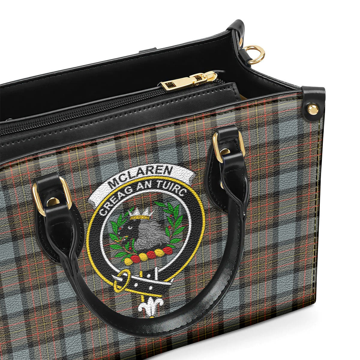 McLaren Weathered Tartan Crest Leather Handbag