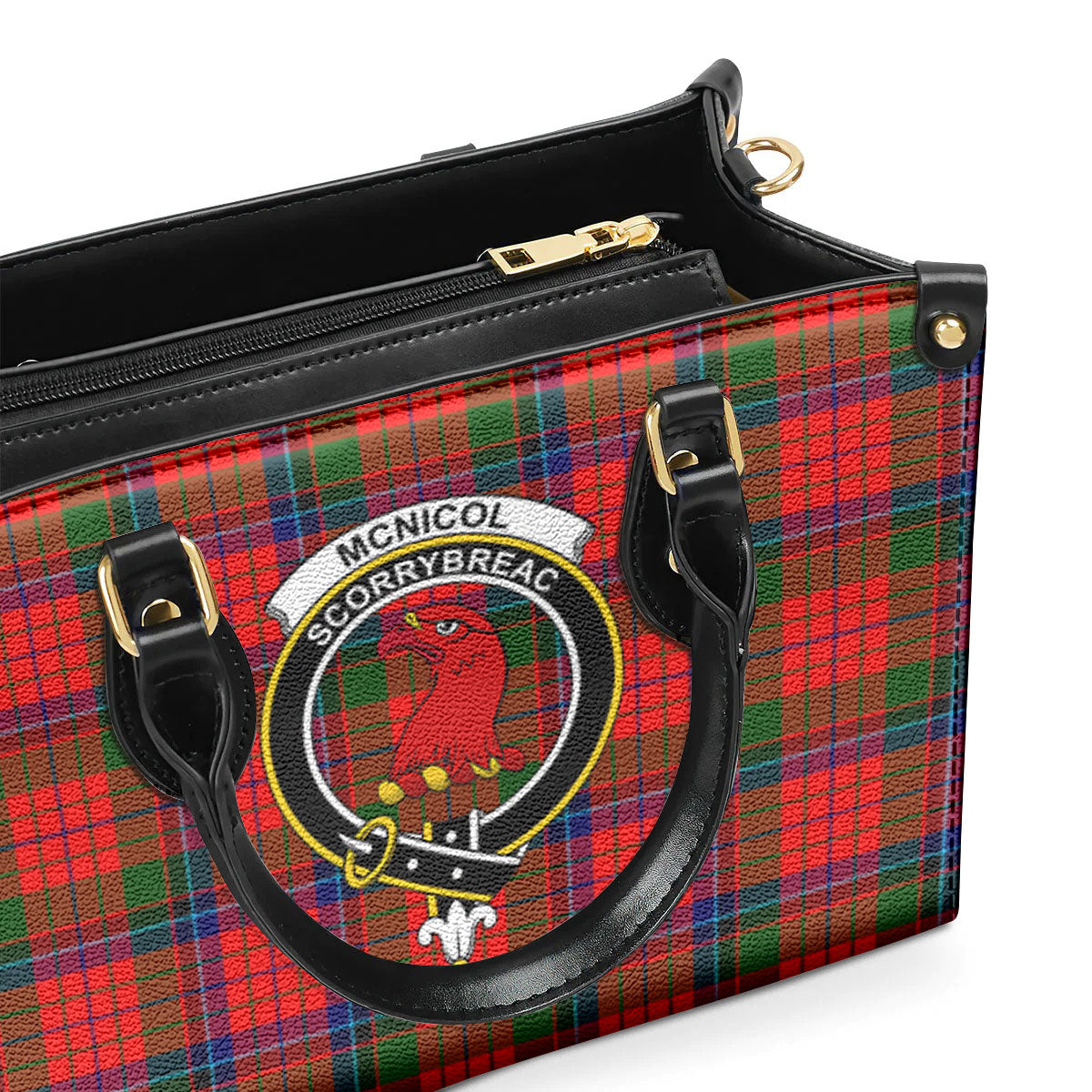 McNicol (of Scorrybreac) Tartan Crest Leather Handbag