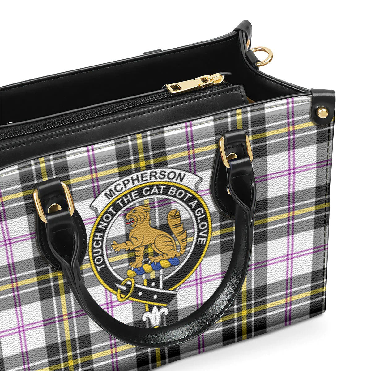 McPherson Dress Modern Tartan Crest Leather Handbag