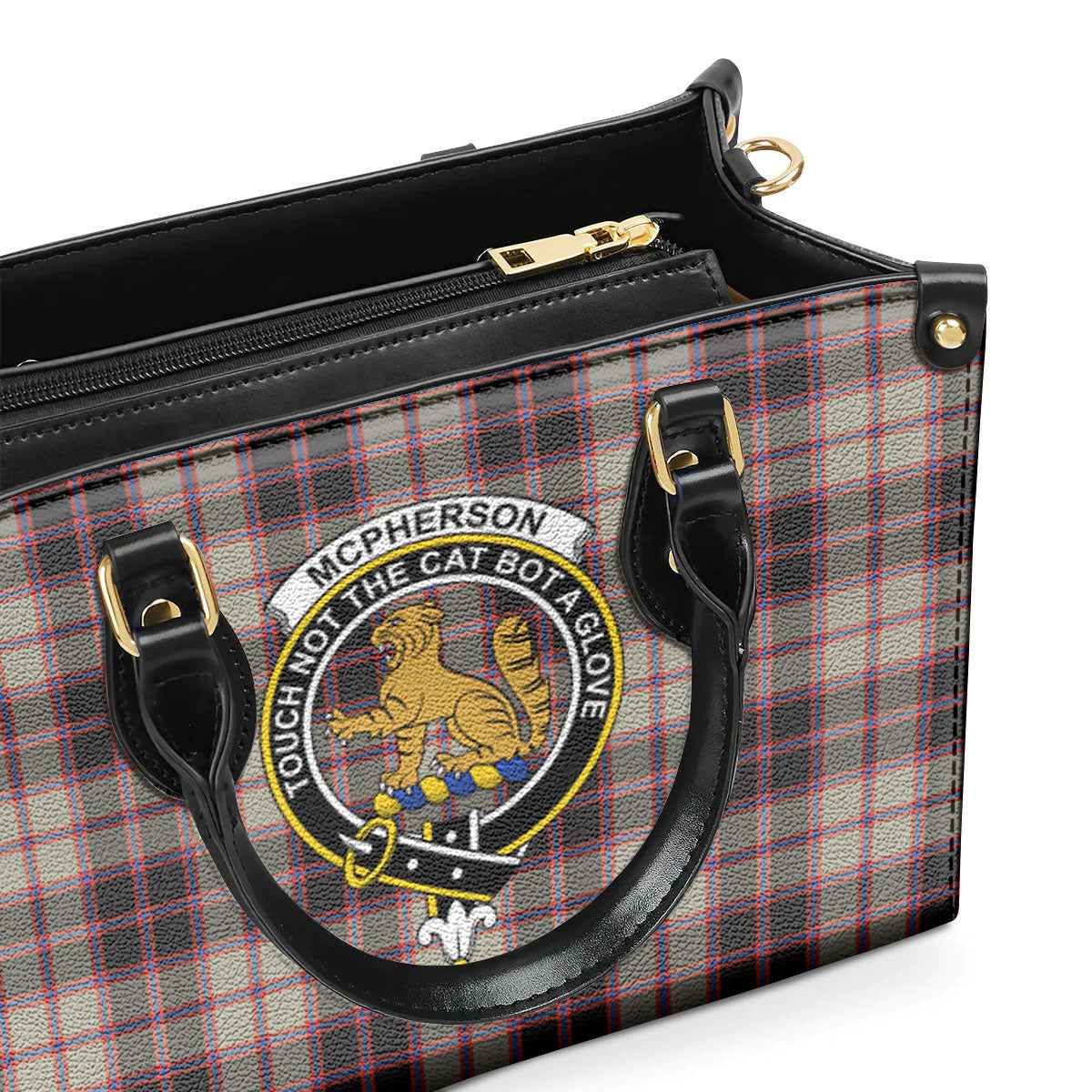 McPherson Hunting Ancient Tartan Crest Leather Handbag