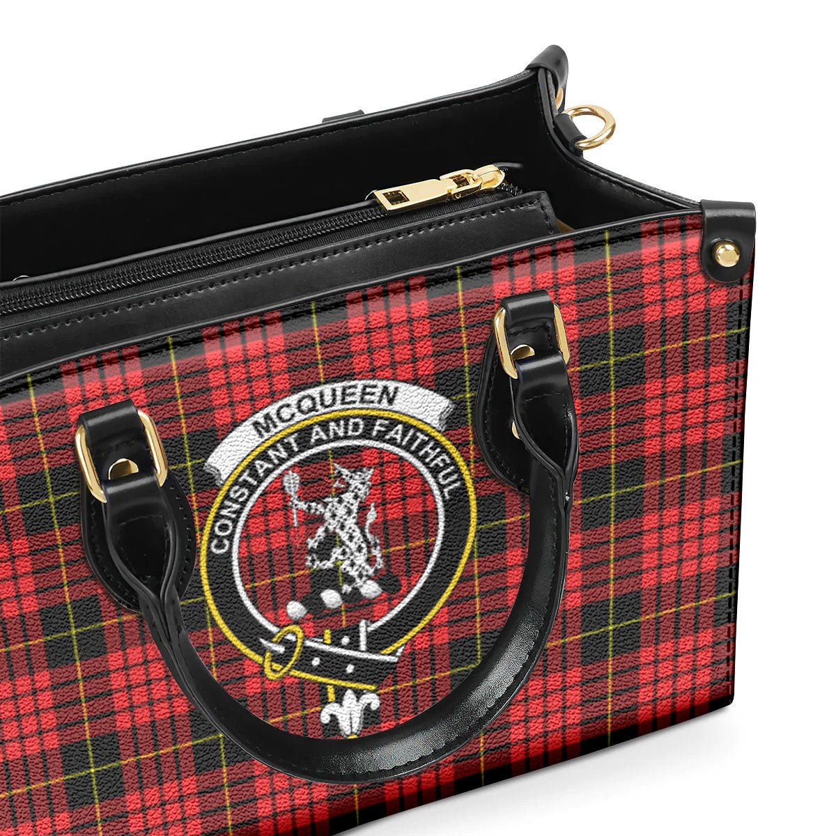 McQueen Modern Tartan Crest Leather Handbag