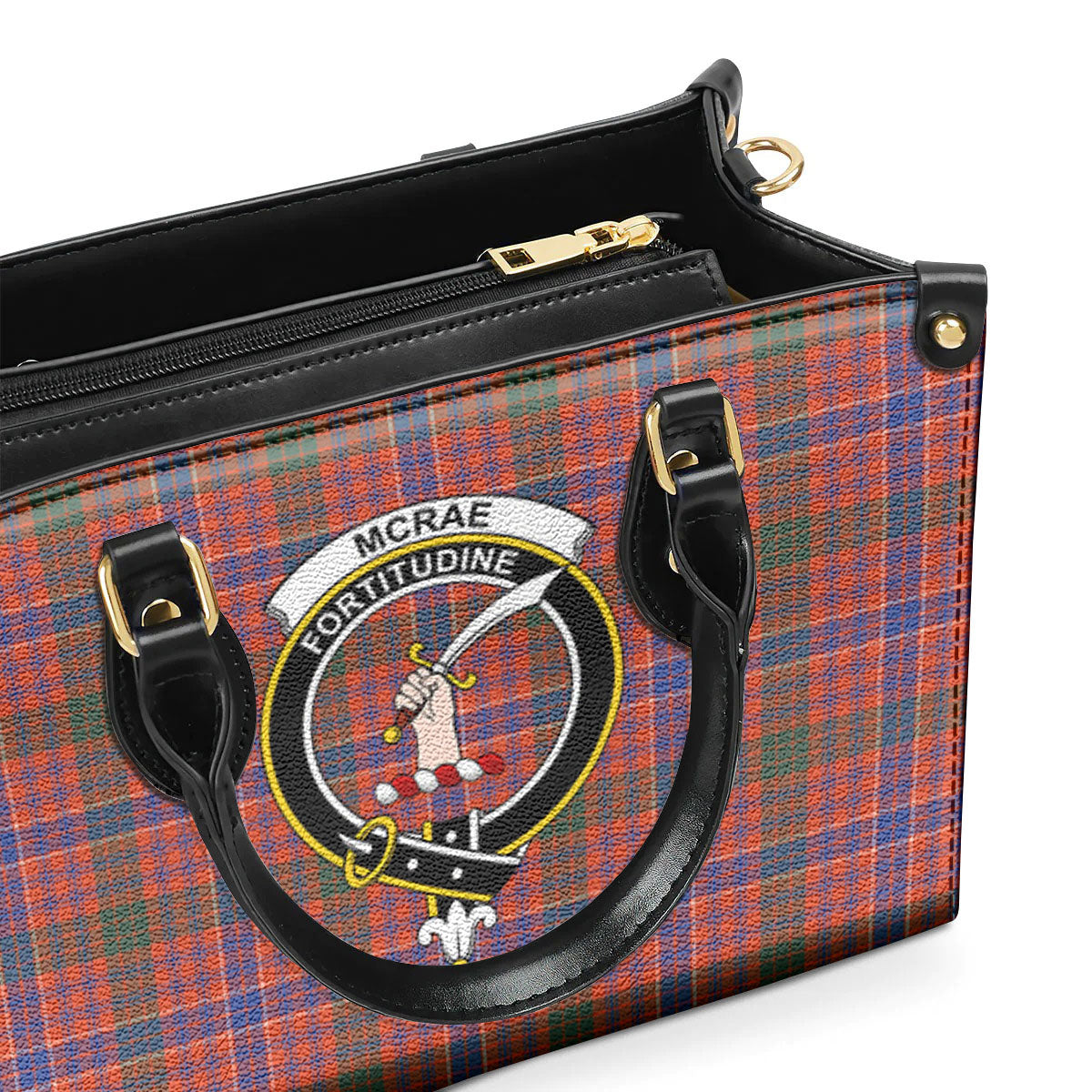 McRae Ancient Tartan Crest Leather Handbag