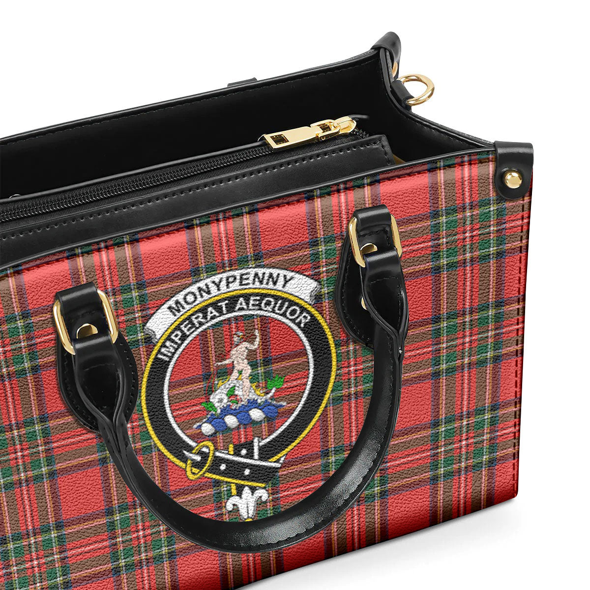 Monypenny Tartan Crest Leather Handbag