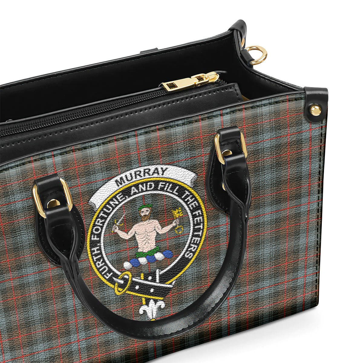 Murray of Atholl Weathered Tartan Crest Leather Handbag