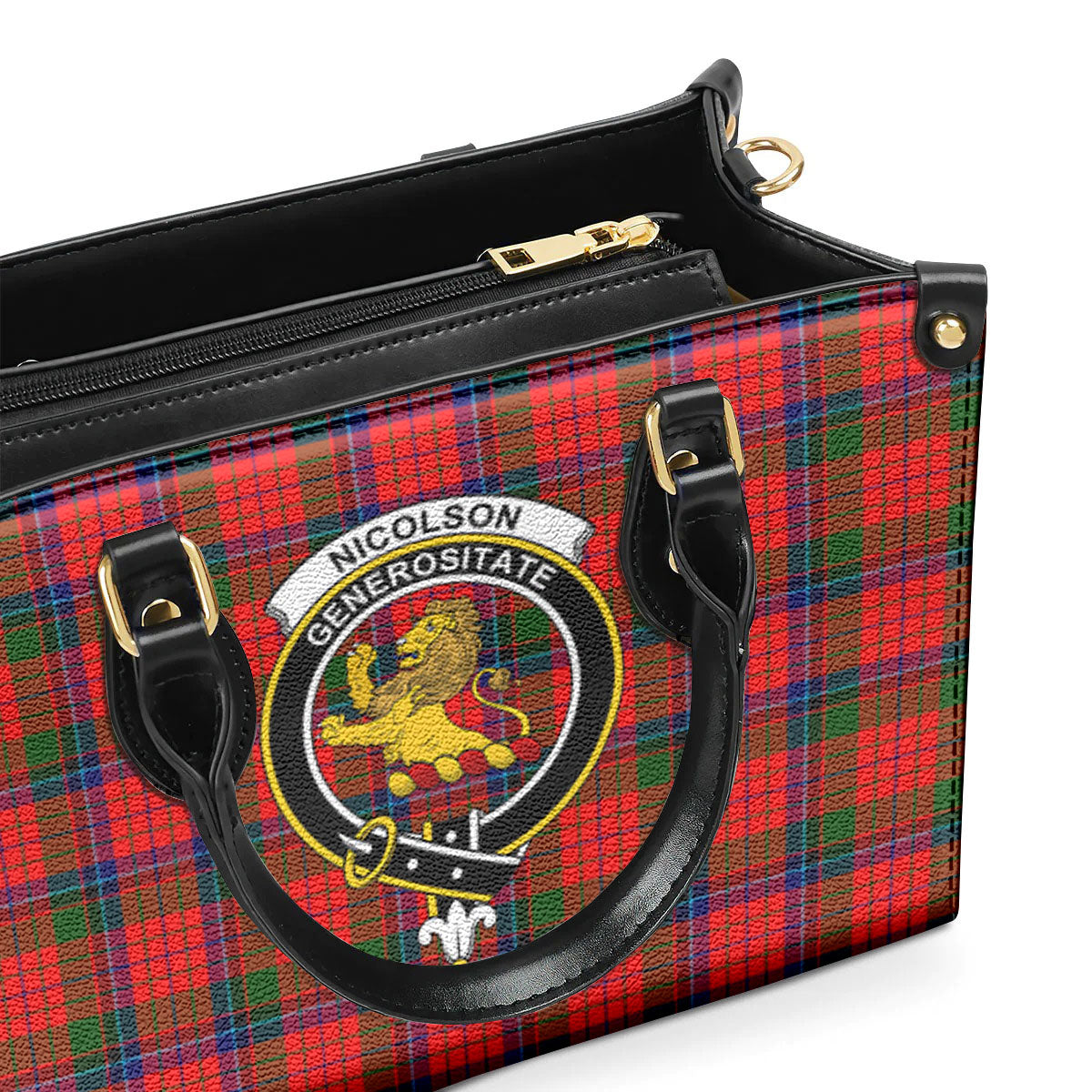 Nicolson Modern Tartan Crest Leather Handbag