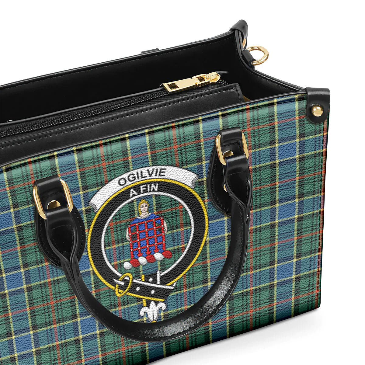 Ogilvie Hunting Ancient Tartan Crest Leather Handbag