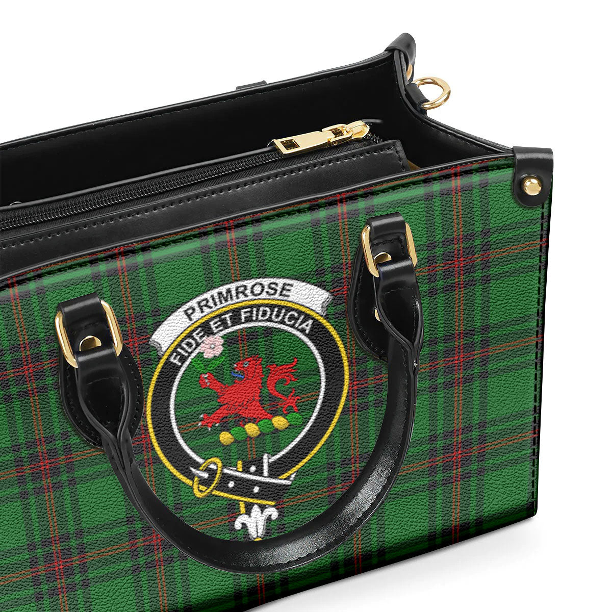 Primrose Tartan Crest Leather Handbag