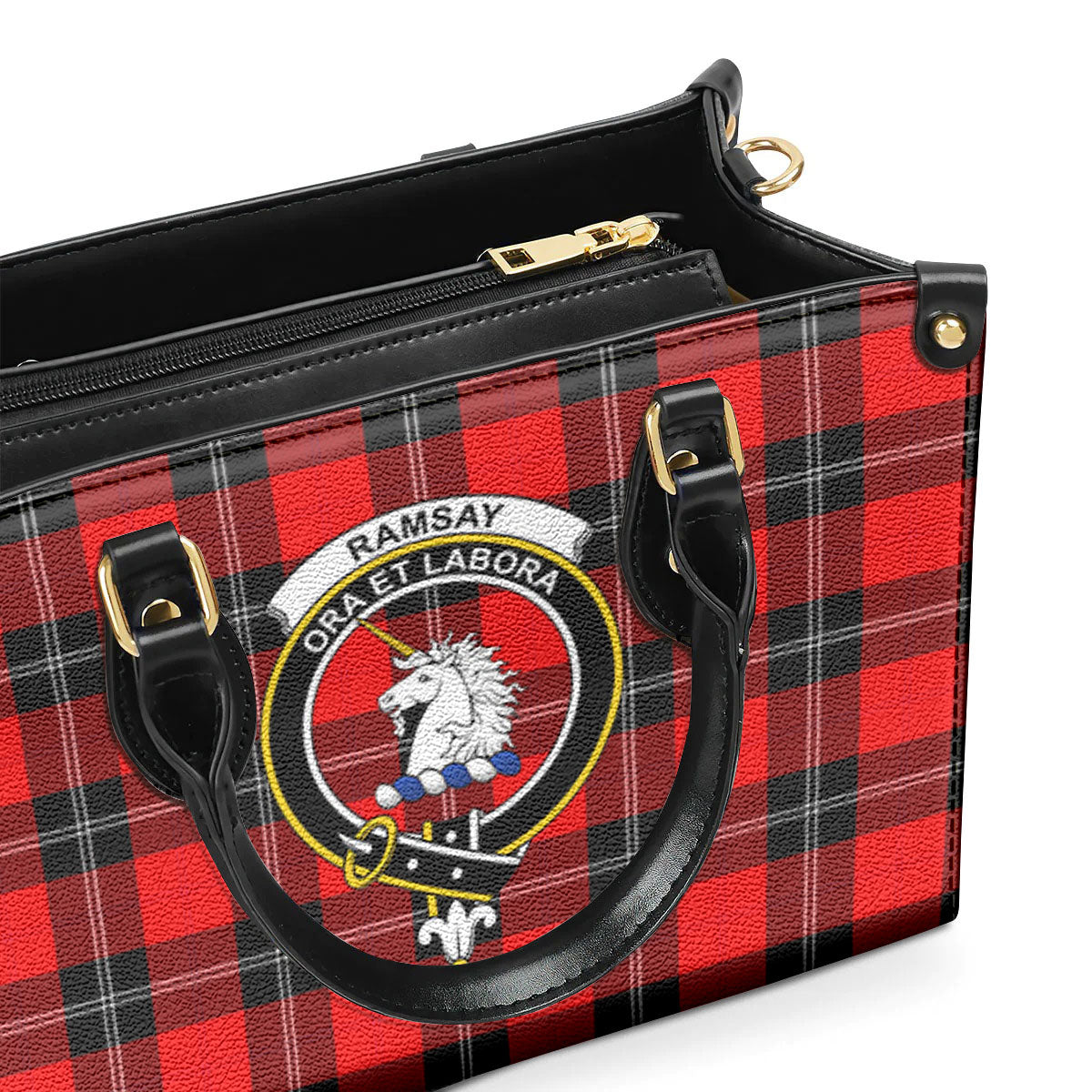 Ramsay Modern Tartan Crest Leather Handbag