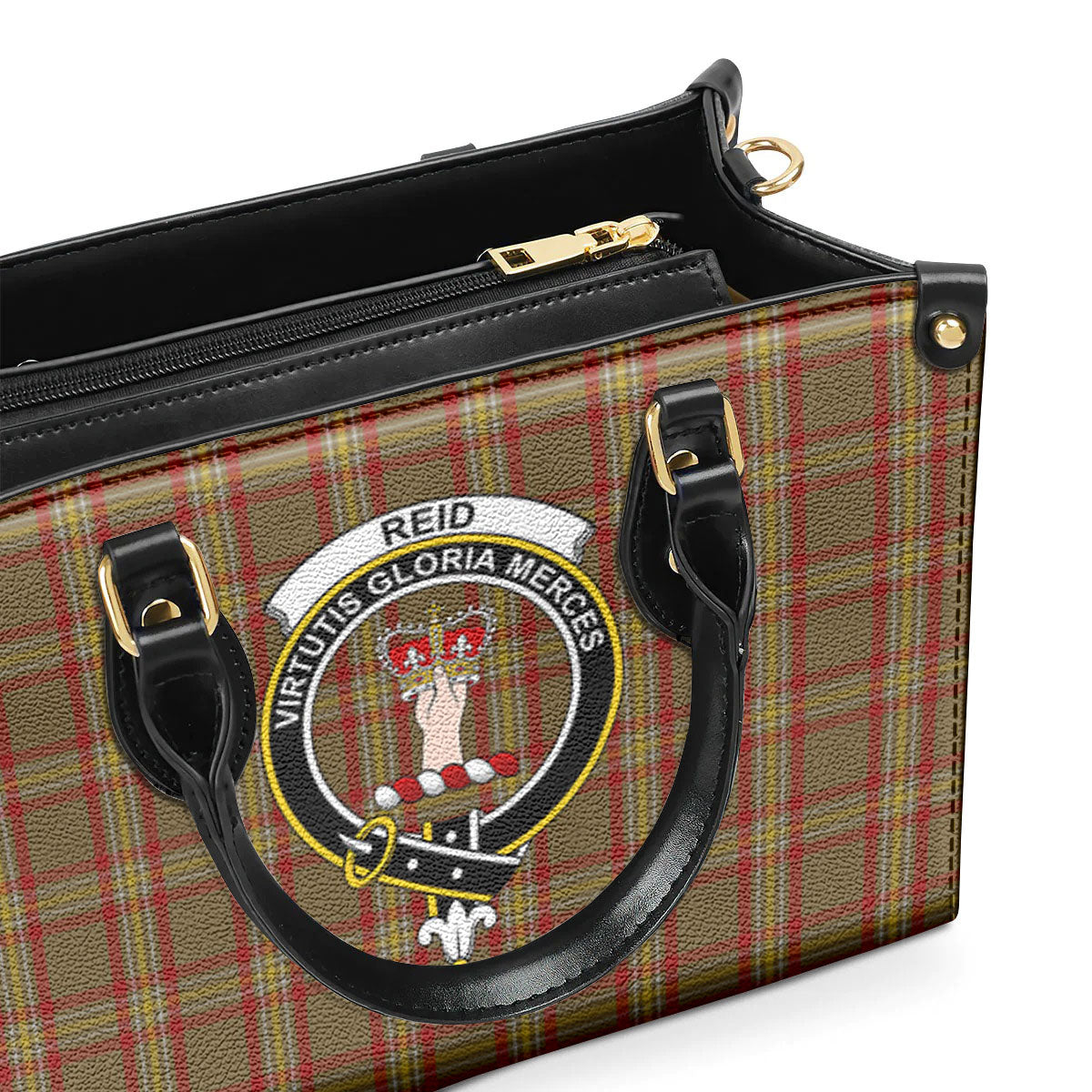 Reid Ancient Tartan Crest Leather Handbag