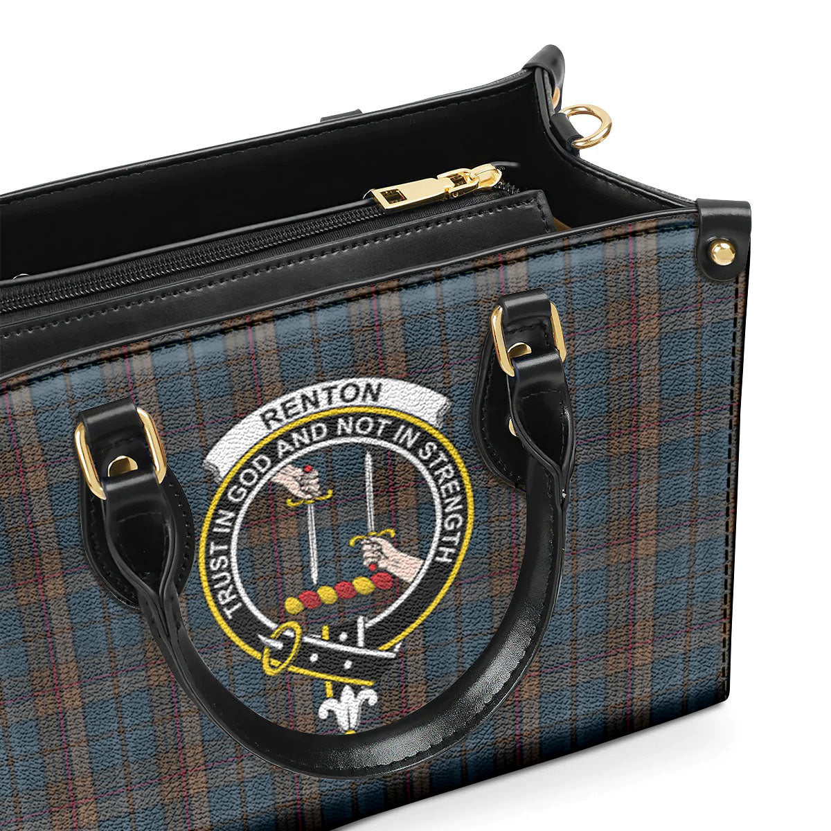 Renton Tartan Crest Leather Handbag