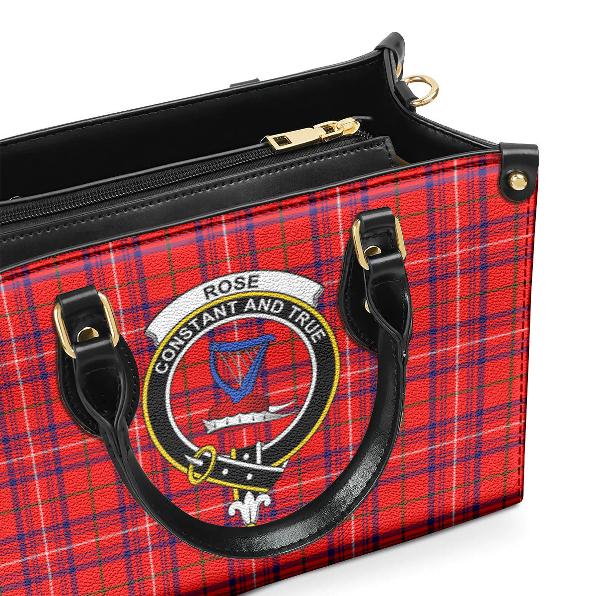 Rose Modern Tartan Crest Leather Handbag