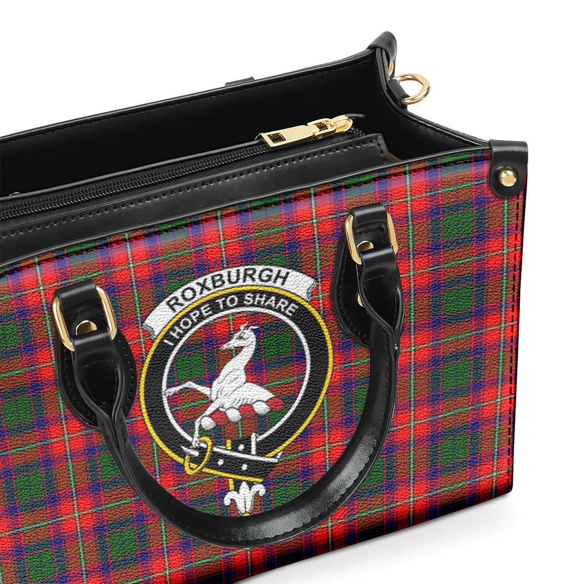 Roxburgh District Tartan Crest Leather Handbag