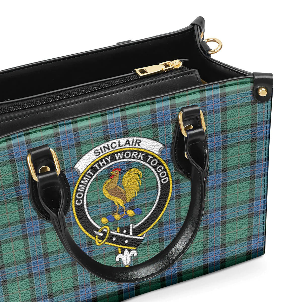 Sinclair Hunting Ancient Tartan Crest Leather Handbag