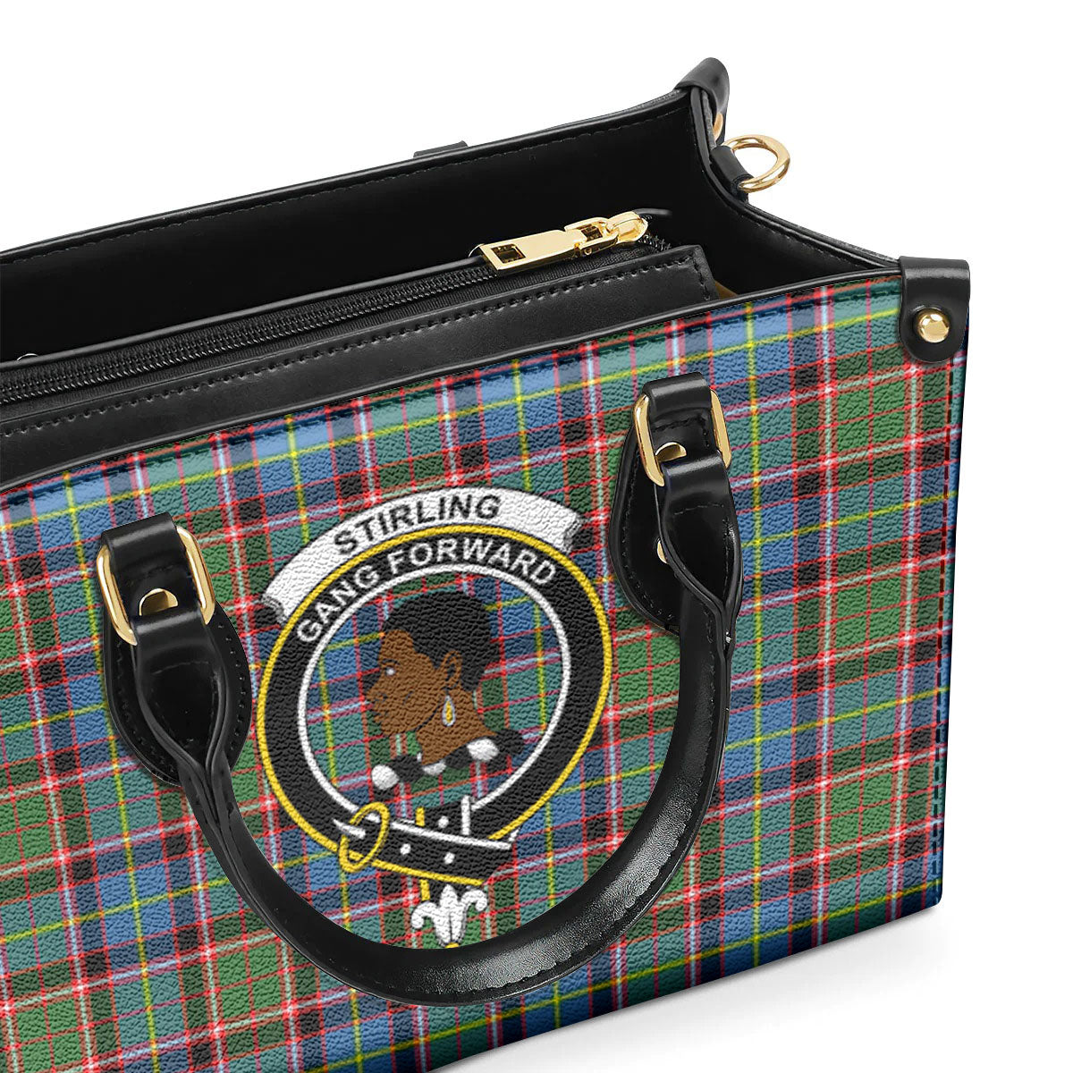 Stirling (of Keir) Tartan Crest Leather Handbag