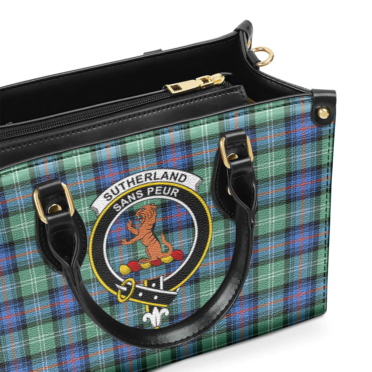 Sutherland Old Ancient Tartan Crest Leather Handbag