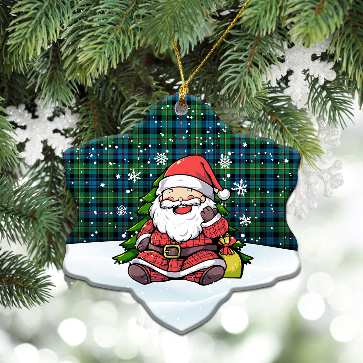 Baillie Ancient Tartan Christmas Ceramic Ornament - Scottish Santa Style