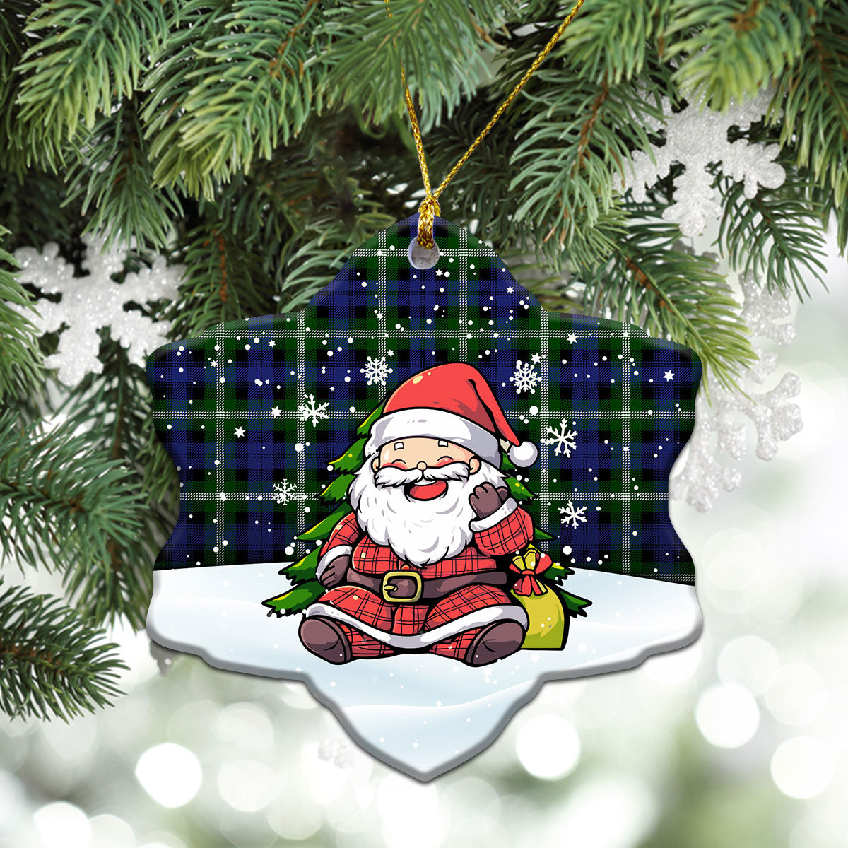 Baillie Modern Tartan Christmas Ceramic Ornament - Scottish Santa Style