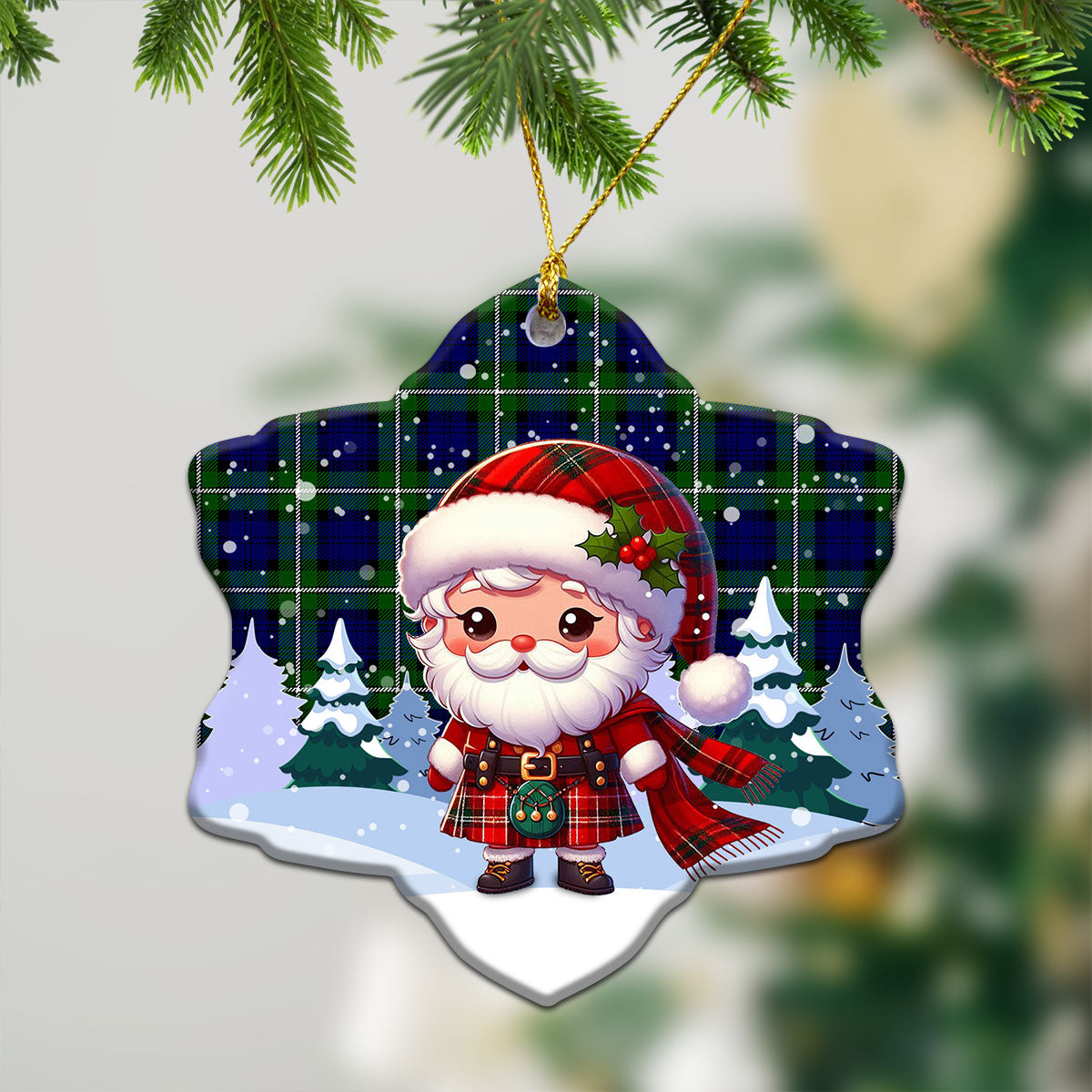 Bannerman Tartan Christmas Ceramic Ornament - Santa Claus In Kilt Style