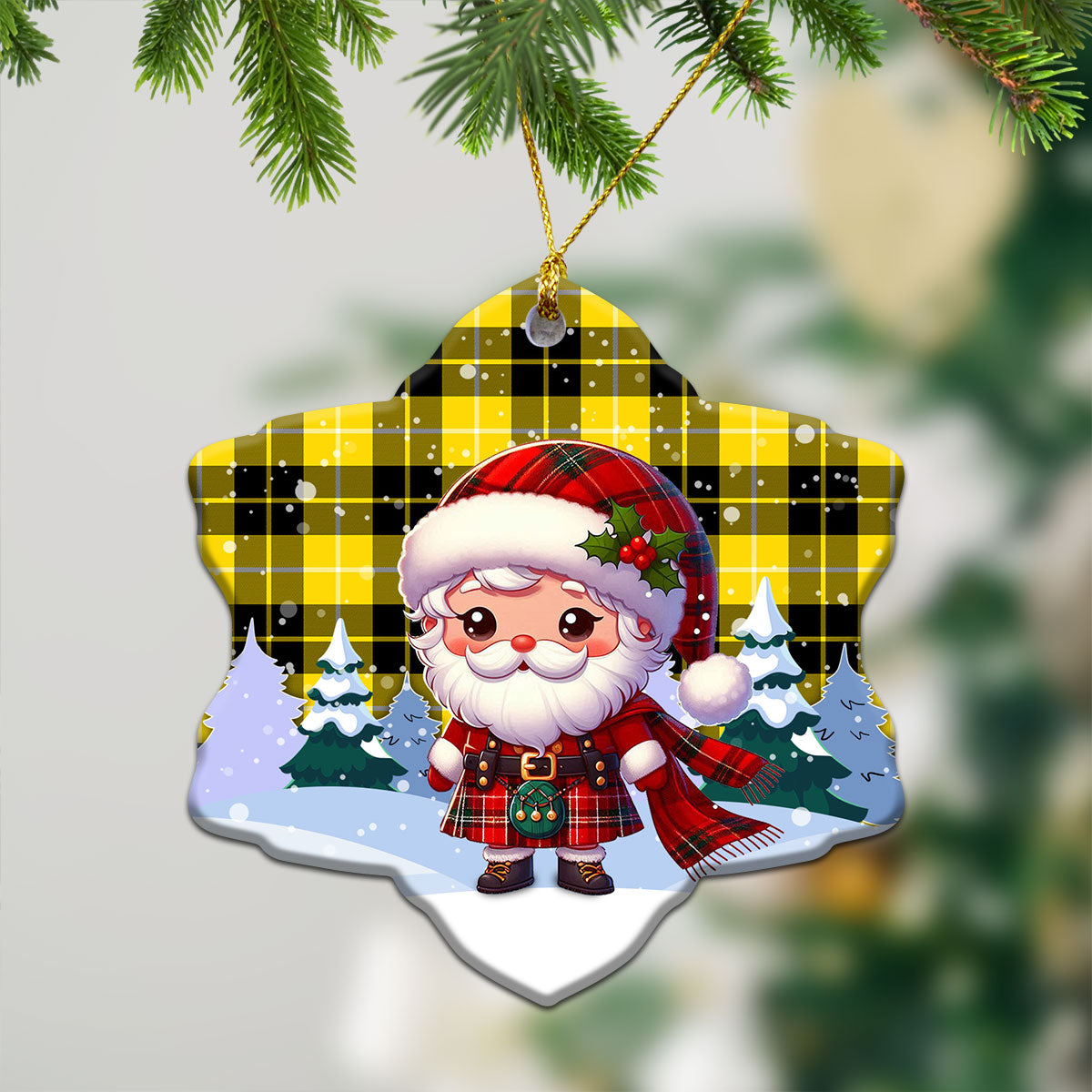 Barclay Dress Modern Tartan Christmas Ceramic Ornament - Santa Claus In Kilt Style