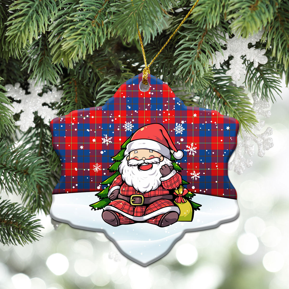 Blane Tartan Christmas Ceramic Ornament - Scottish Santa Style