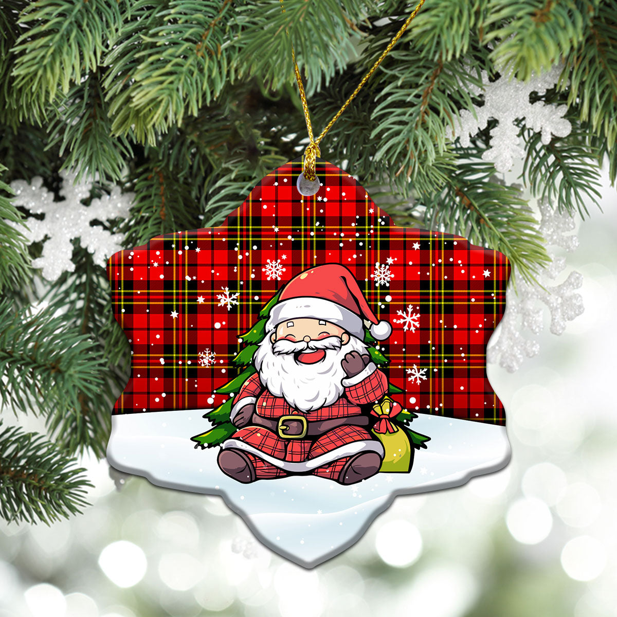 Brodie Modern Tartan Christmas Ceramic Ornament - Scottish Santa Style