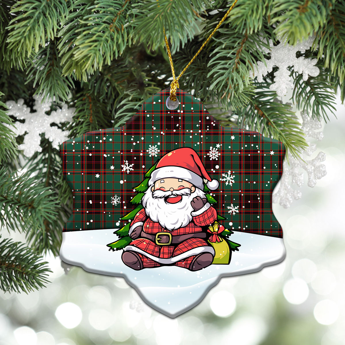 Buchan Ancient Tartan Christmas Ceramic Ornament - Scottish Santa Style