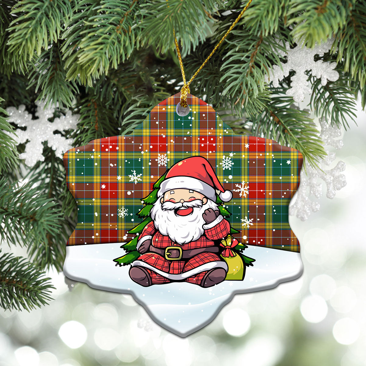 Buchanan Old Sett Tartan Christmas Ceramic Ornament - Scottish Santa Style