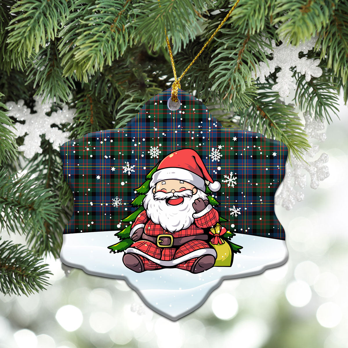 Cameron of Erracht Ancient Tartan Christmas Ceramic Ornament - Scottish Santa Style