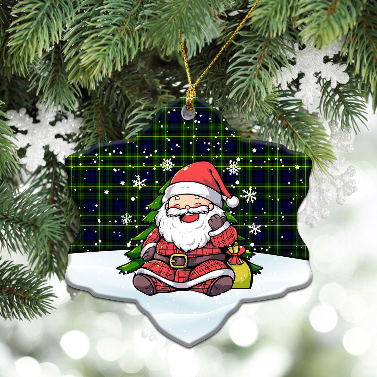 Campbell of Breadalbane Modern Tartan Christmas Ceramic Ornament - Scottish Santa Style