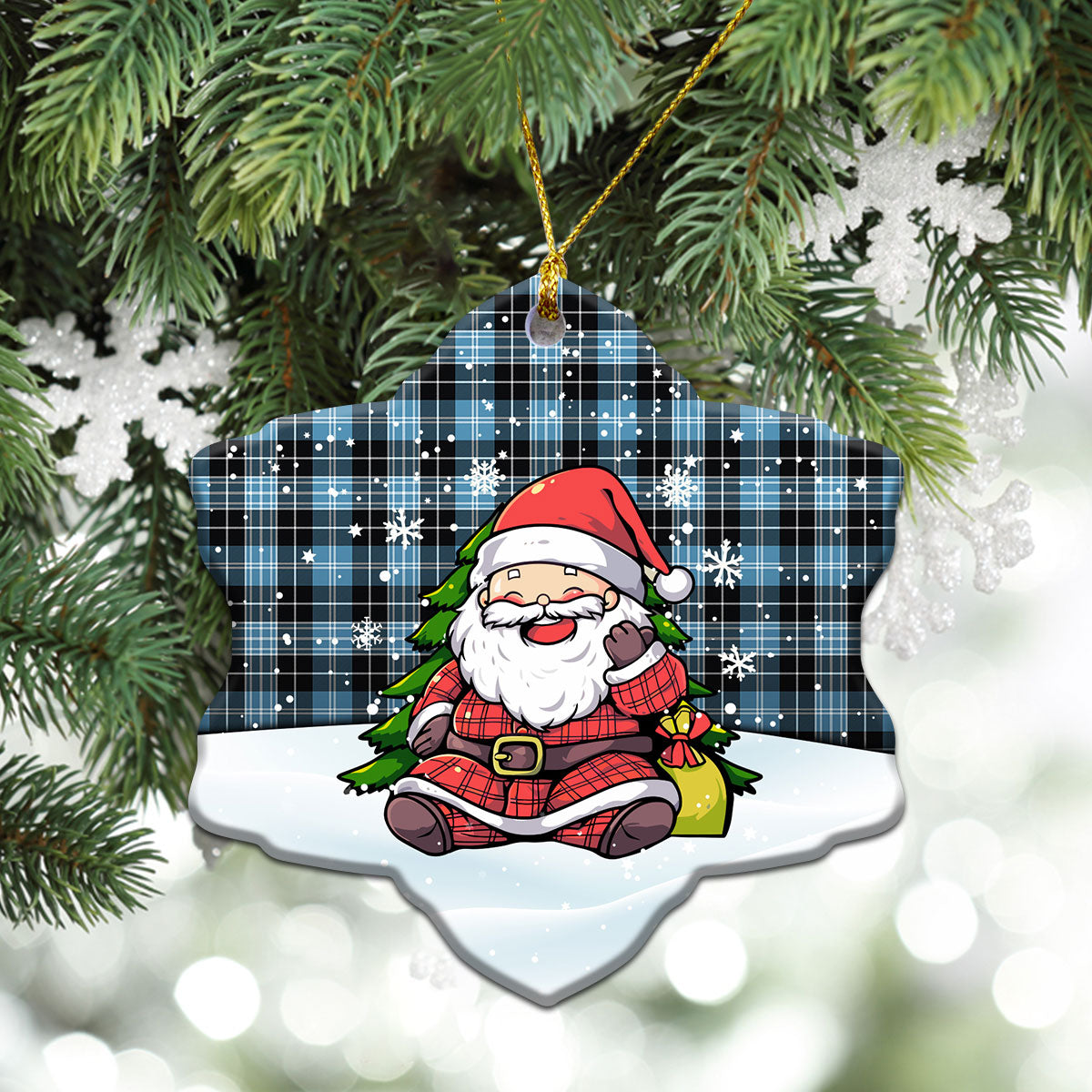 Clark Ancient Tartan Christmas Ceramic Ornament - Scottish Santa Style