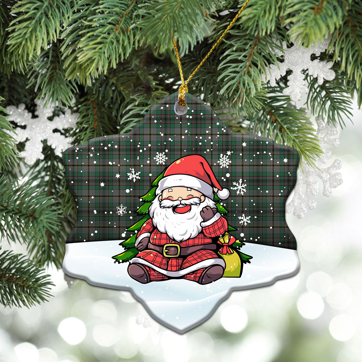 Craig Tartan Christmas Ceramic Ornament - Scottish Santa Style