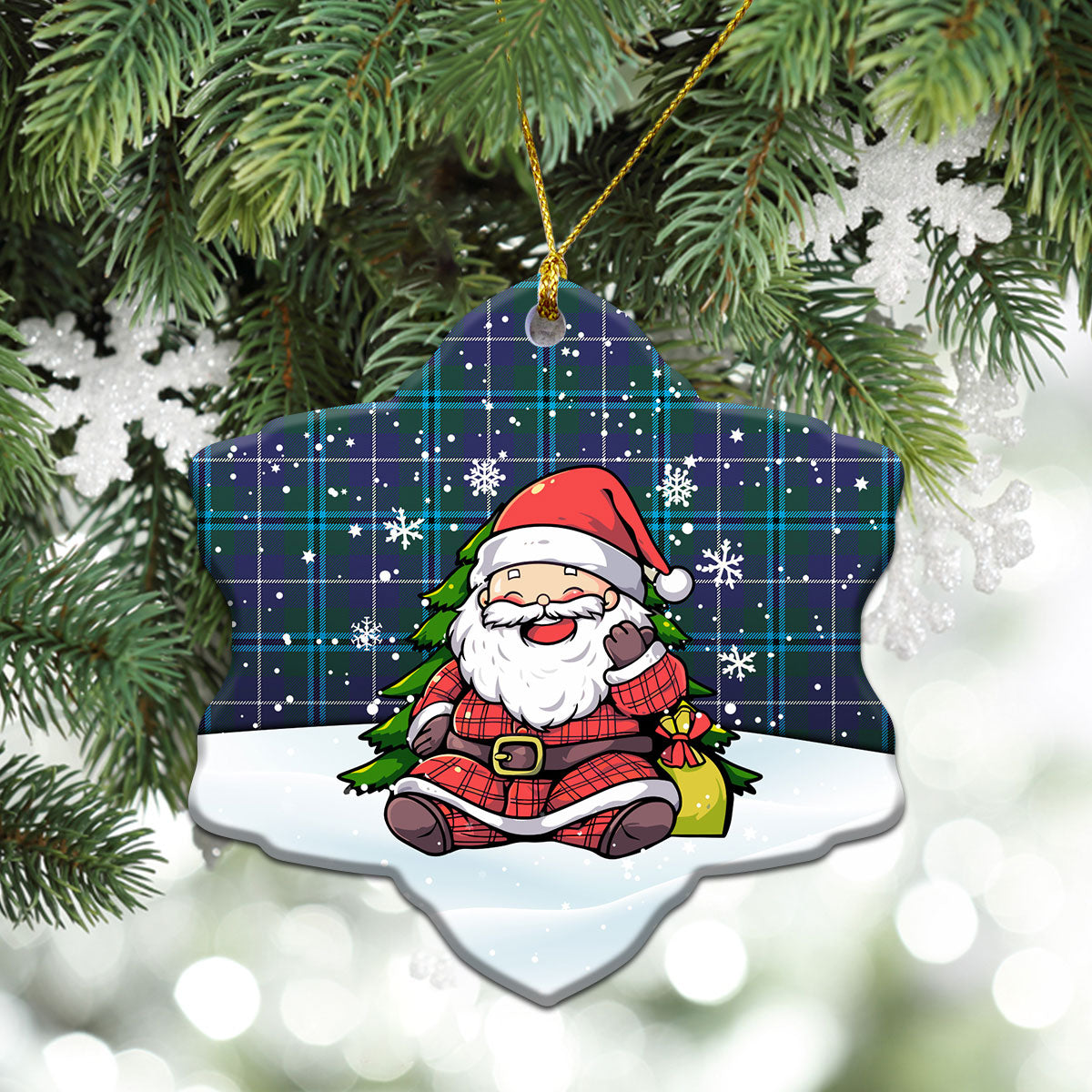 Douglas Modern Tartan Christmas Ceramic Ornament - Scottish Santa Style