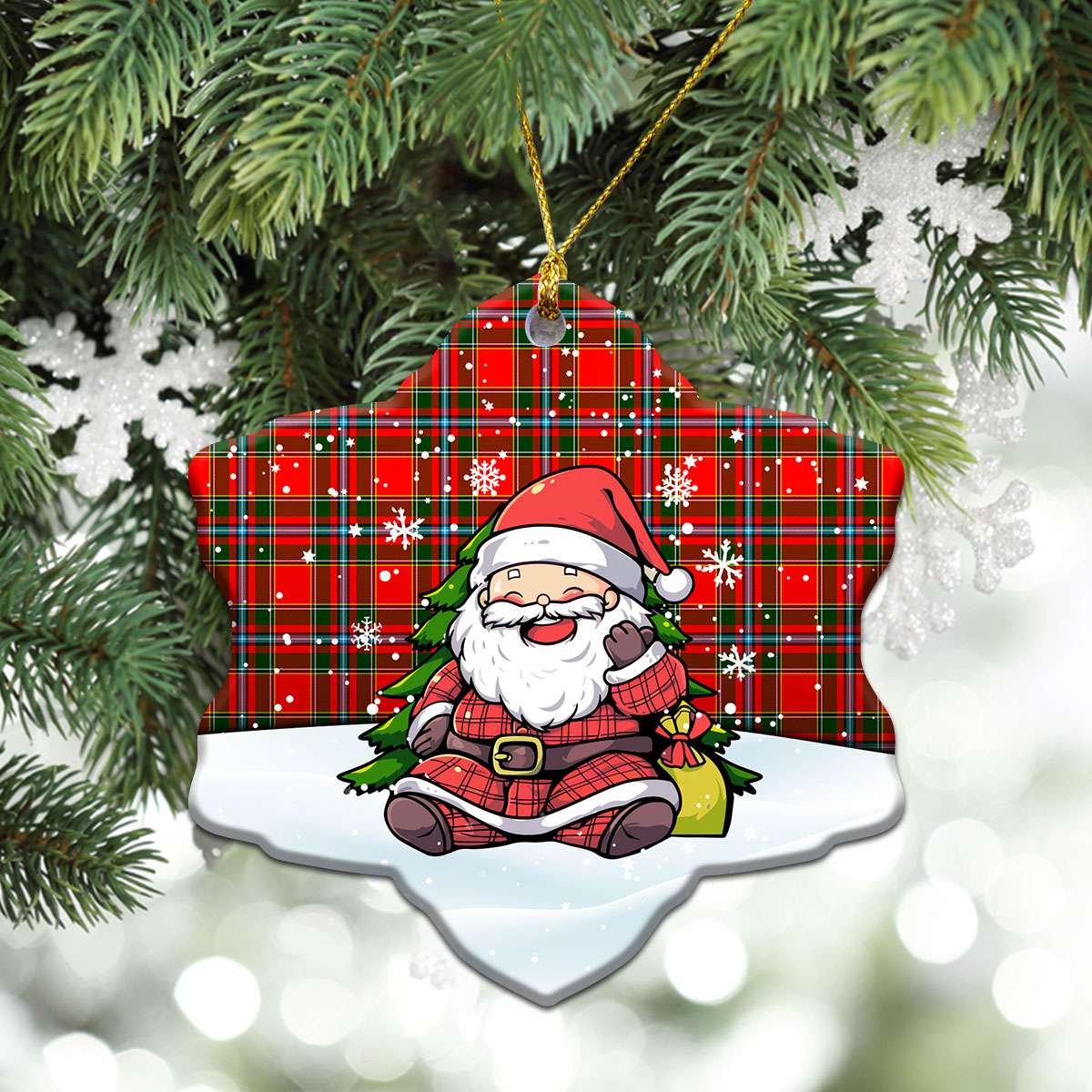 Drummond of Perth Tartan Christmas Ceramic Ornament - Scottish Santa Style