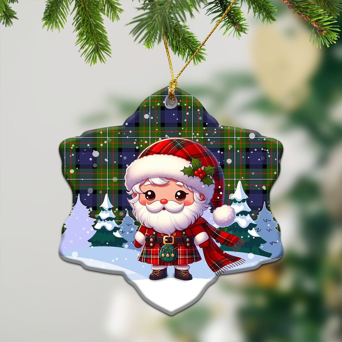 Ferguson Tartan Christmas Ceramic Ornament - Santa Claus In Kilt Style