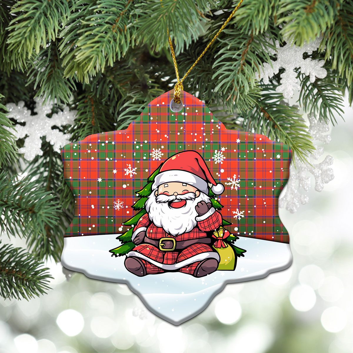 Grant Ancient Tartan Christmas Ceramic Ornament - Scottish Santa Style