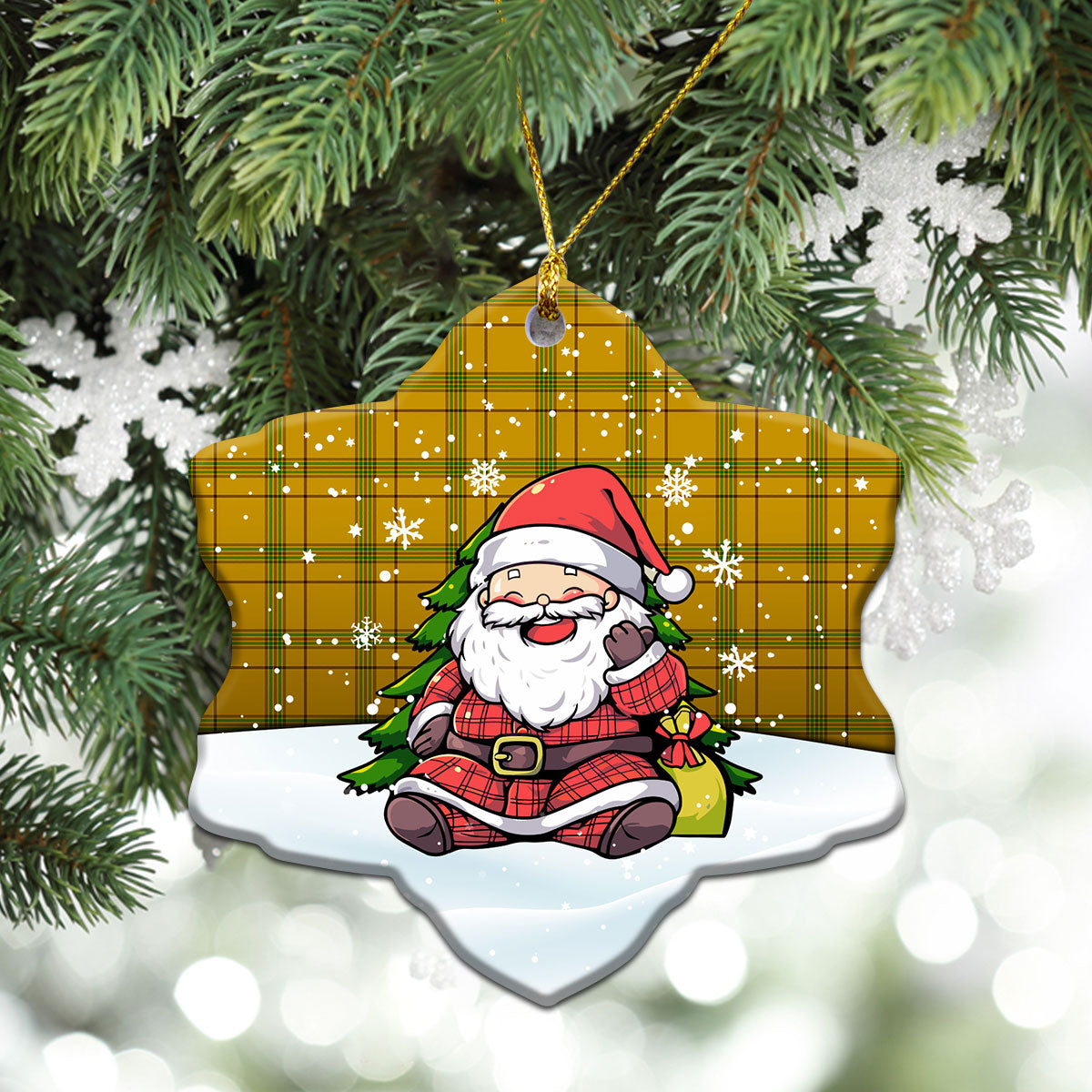 Houston Tartan Christmas Ceramic Ornament - Scottish Santa Style