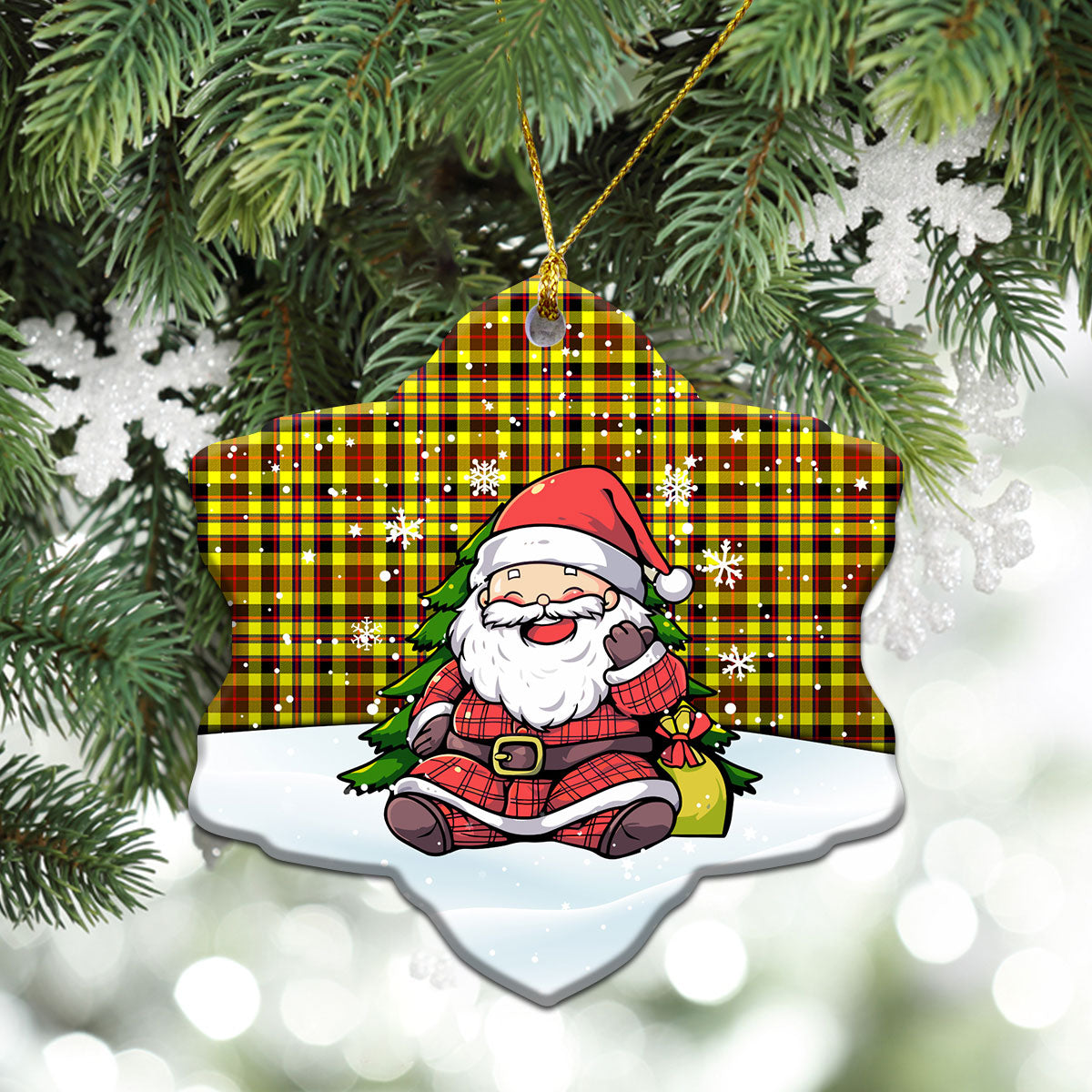 Jardine Tartan Christmas Ceramic Ornament - Scottish Santa Style