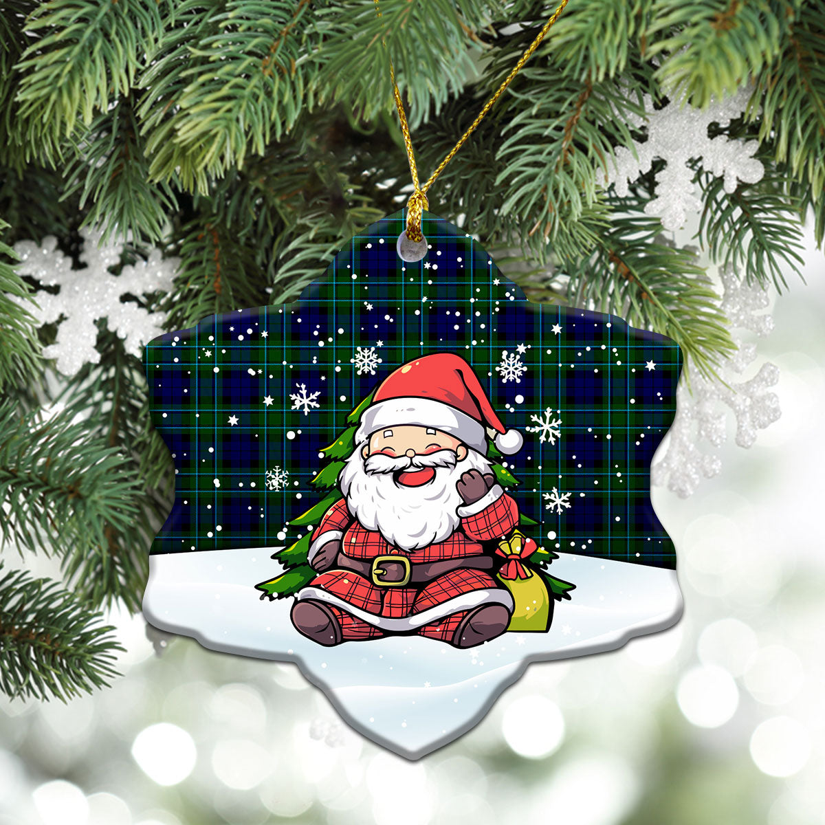 MacCallum Modern Tartan Christmas Ceramic Ornament - Scottish Santa Style