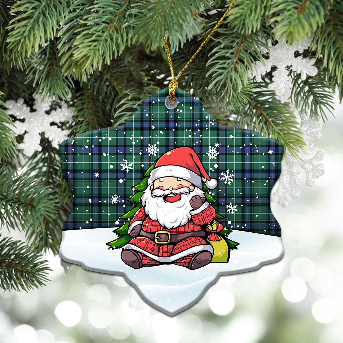 MacDonald of the Isles Hunting Ancient Tartan Christmas Ceramic Ornament - Scottish Santa Style