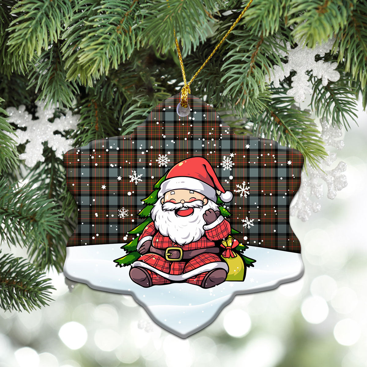 MacLaren Weathered Tartan Christmas Ceramic Ornament - Scottish Santa Style