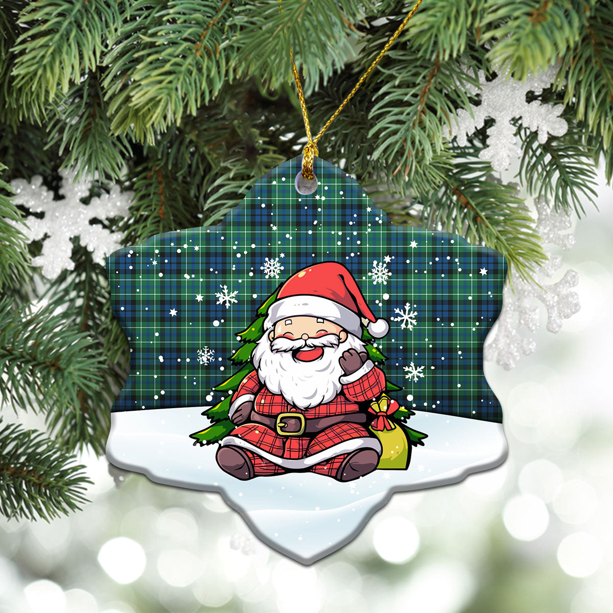 MacNeil of Colonsay Ancient Tartan Christmas Ceramic Ornament - Scottish Santa Style