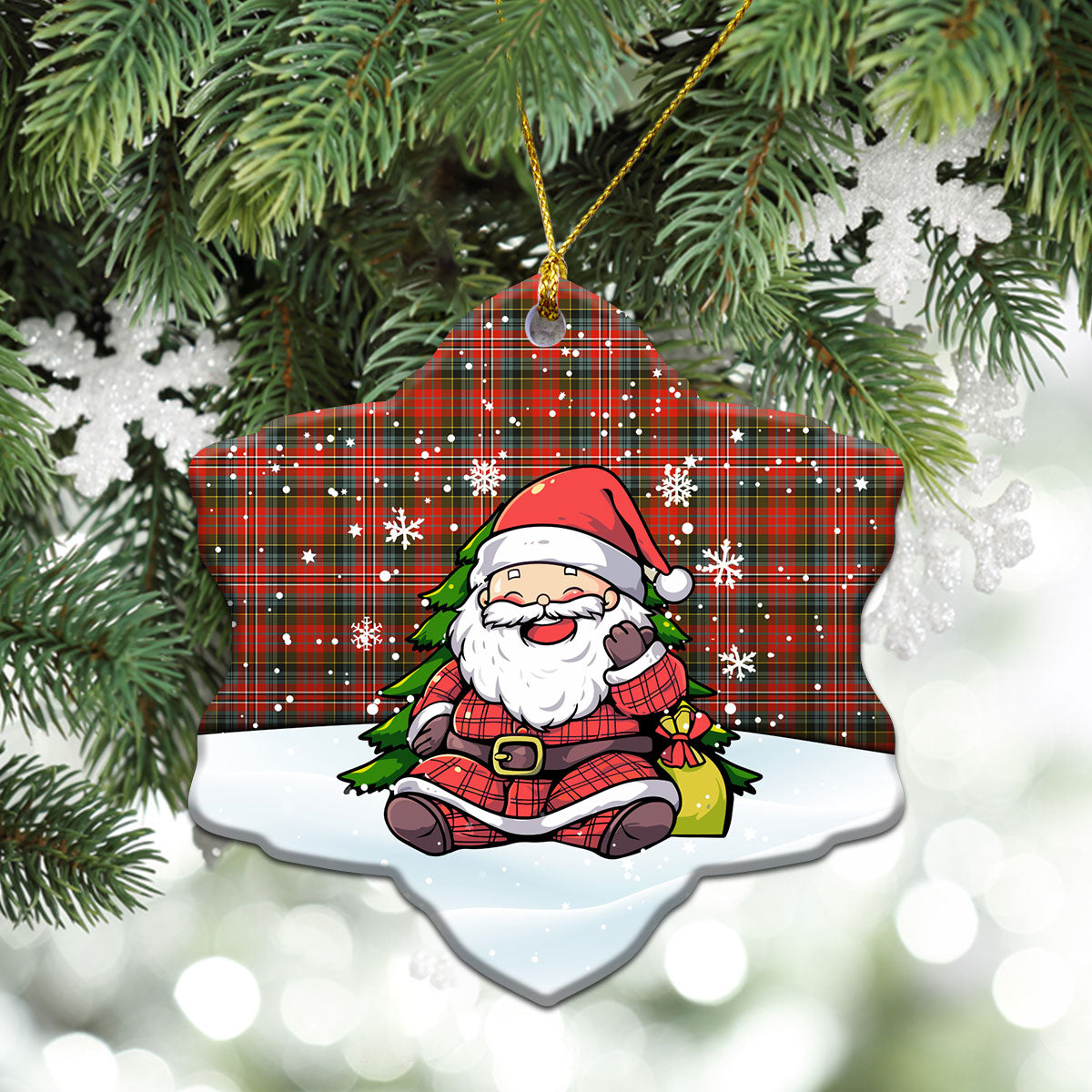 MacPherson Weathered Tartan Christmas Ceramic Ornament - Scottish Santa Style